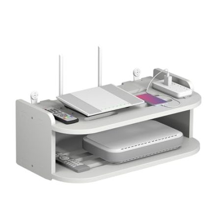 EUBEISAQI Router- zur Wandmontage, WLAN-Router-Aufbewahrungsregal, mehrschichtiger TV-Set-Top-Box-Ständer, kein Bohren, kabelloses Router-Rack für Set-Top-Boxen, Router, Konsolen, TV-Zubehör