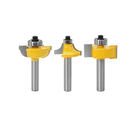 Zxxin-Fräser, Runde über Perlenrahmentür T V-Form Frässchneider for Holz Elektrowerkzeuge, 3 stücke 8mm Schaft Router Bits Set Perlenbit, Langlebiges Zubehör (Cutting Edge Length : 3pcs 8mm Shank)