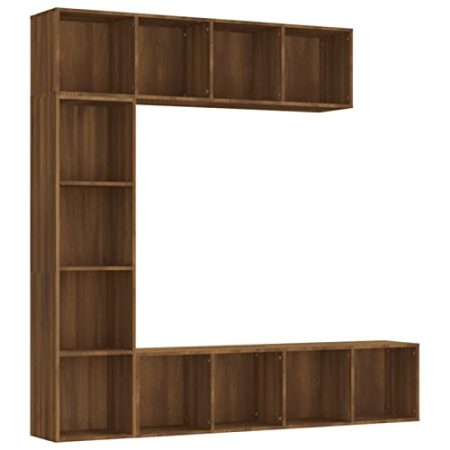 Tidyard 3-TLG. Bücherregal-/TV-Schrank-Set Regal Bücherschrank mit 12 Fächern Schrankwand Wandschrank Fernsehschrank Fernsehtisch Hängeschrank Wandschrank Wohnwand 180 x 30 x 180 cm (B x T x H)