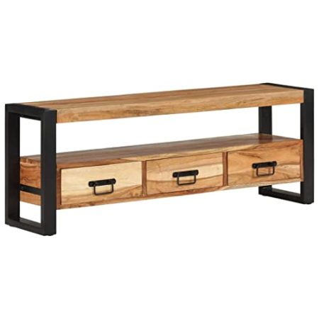 Homgoday TV-Schrank Fernsehschrank Fernsehtisch TV-Board TV-Regal für Fernseher für Wohnzimmer Schlafzimmer und Esszimmer 120x30x45 cm Massivholz Akazie