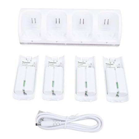 Aoveew 4 in 1 Remote -Batterie -Ladestation umfassende Ladelösung für Wii -Fernbedienungen (White)