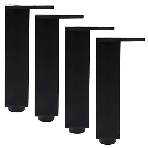 4er Set Möbelfüße Möbelbeine,Metall Sofafuss Tischbeine,Kommode Fusse,Schwarz Badezimmerschrankfüße Küchenschrankfüße, Höhenverstellbar 0-8mm,Aluminiumlegierung, Dreieckige Montageplatte(6cm)