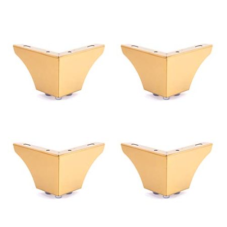 4er Pack,Moderne Sofabeine,Tischbeine aus Metall Verchromung,Starke und Robuste Möbelfüße,Sockelfuß,für Sofa,Bett,Couchtisch,DIY-Zubehör,Schrauben Inklusive (76mm/3in,Golden)
