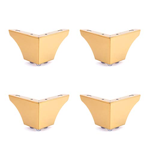 4er Pack,Moderne Sofabeine,Tischbeine aus Metall Verchromung,Starke und Robuste Möbelfüße,Sockelfuß,für Sofa,Bett,Couchtisch,DIY-Zubehör,Schrauben Inklusive (76mm/3in,Golden)
