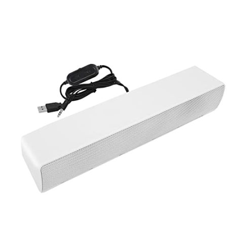 Zerodis TV Video Home Zubehör USB Wired Stereo Soundbar Sound Box 3,5mm Eingang für PC Mobiltelefone Tablets Desktop Laptop (White)