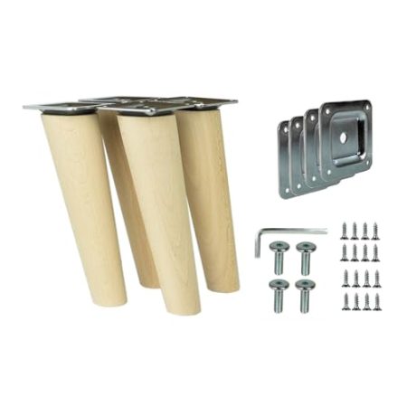 woplus Möbelfüße Holz 20 cm Schräg – 4er Set Möbelbeine aus Massivholz mit Montagezubehör (20 cm [4 Stück])