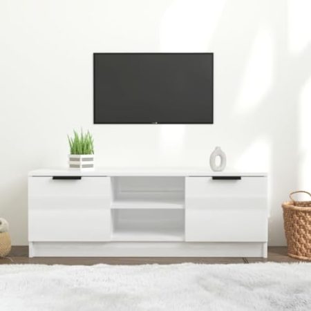 WSJHUHK Home-Entertainment Center & TV-Ständer, TV-Schrank, Hochglanz, Weiß, 102 x 35 x 36,5 cm, Holzwerkstoff