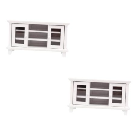 HEMOTON 2stücke Dollhouse Mini Furniture Tv Cabinet Weißer Aufbewahrungsschrank Für Miniatur Wohnräume Zubehör Für Puppenhäuser Und Kreative Kinderdekoration