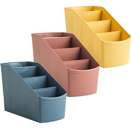 Housoutil Schreibtisch Organizer Mit Fächern Kompakte Aufbewahrungsbox Für Kosmetik Und Zubehör Für Badezimmer Und Schlafzimmer Aus Hochwertigem Pp-material Teilig Dunkelblau Tiefes Gelb