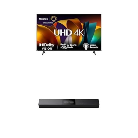 Hisense Bundle 55E6NT 139cm (55 Zoll) Fernseher, 4K UHD Smart TV, HDR, Dolby Vision, 60Hz [2024] HS2000 2.1 Kanal Soundbar, integrierter Subwoofer, 240W, Dolby Audio, Bluetooth, HDMI ARC