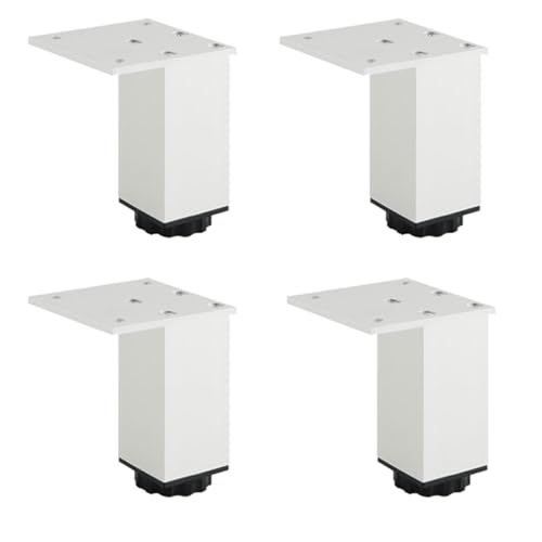 YJRZYQKXKL Tischbeine Höhenverstellbar, 4 Stück Quadrat Möbelfüße Silber Aluminiumlegierung | Eloxierte Oberfläche Tischfüße Höhe: 3-40cm Sofafüße Schrankfüße Couchtischbeine-10cm/4