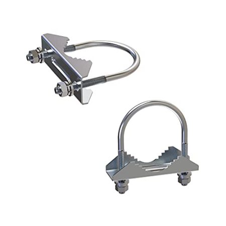 Aimeboost 2 Stück Edelstahl-Antennenhalterungsklemme, U-Bolzen-Montagezubehör (alle Muttern und Dichtungen sind aus Edelstahl), Antennenmastklemme, V-Backenhalterung, Zubehör für Außenantenne