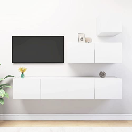 ShGaxin 4-TLG. TV-Schrank-Set Weiß Holzwerkstoff, Wohnzimmer Möbel, Sideboard Wohnzimmer, Fernsehschrank, Tv Kommode, Tv Lowboard, Tv Möbel, Wohnwand - 3078736