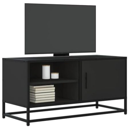 GCHDHAPB Home-Entertainment Center & TV-Ständer, TV-Schrank, Schwarz, 80 x 34,5 x 40 cm, Holzwerkstoff und Metall