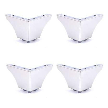 4er Pack,Moderne Sofabeine,Tischbeine aus Metall Verchromung,Starke und Robuste Möbelfüße,Sockelfuß,für Sofa,Bett,Couchtisch,DIY-Zubehör,Schrauben Inklusive (103mm/4.1in,Silver)