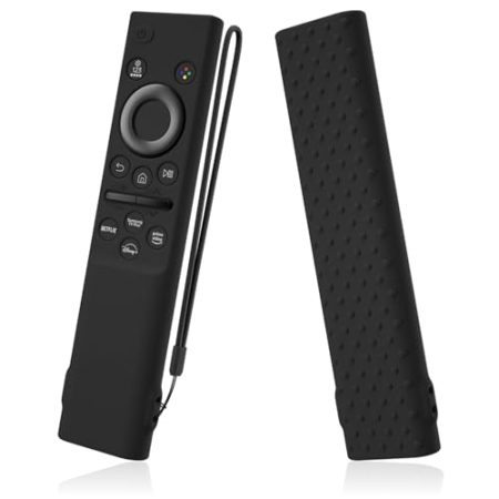 AKSHFETH Fernbedienung kompatibel mit Samsung Fernbedienung bn59-01393/bn59-01388, Silikonhülle mit Umhängeband, Schwarz