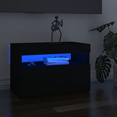 XGWKCNV Entertainment Centers & TV-Ständer, TV-Schränke mit LED-Lichtern, 2 Stück, schwarz, 60 x 35 x 40 cm