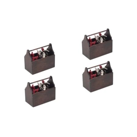 ibasenice Zubehör 4 Sätze Puppenhaus-Werkzeugkasten Mini- -Werkzeugkasten-Handwerk Aquarium-Ornamente Modelle Mini-Familien-Werkzeugkasten-Ornament Mini- -Toolbox-Modell Miniatur