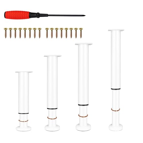 EURXLQ 4 Weiß Verstellbare Möbelfüße 18-30cm,Tischbeine Metall Füße für Möbel,rutschfest,Rostbeständig,Einstellbare Höhe von 12cm Tragfähigkeit 800kg,Möbelfüße Höhenverstellbar,Schrankfüsse