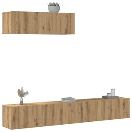 Generisch 3-TLG. TV-Schrank-Set Wandmontage Artisan-Eiche Holzwerkstoff,jiangboyue-3329206