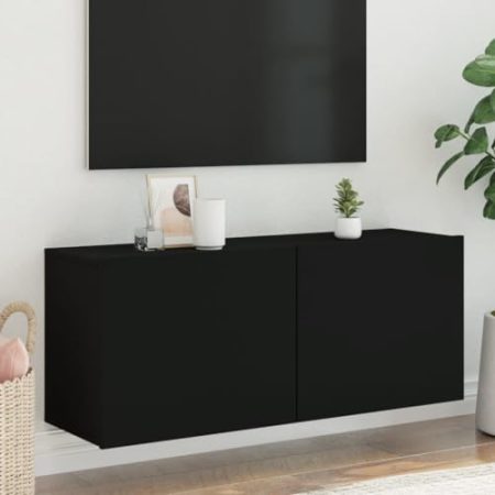 WKIEQACO Entertainment Centers & TV-Ständer, TV-Schrank, Wandmontage, Schwarz, 100 x 30 x 41 cm
