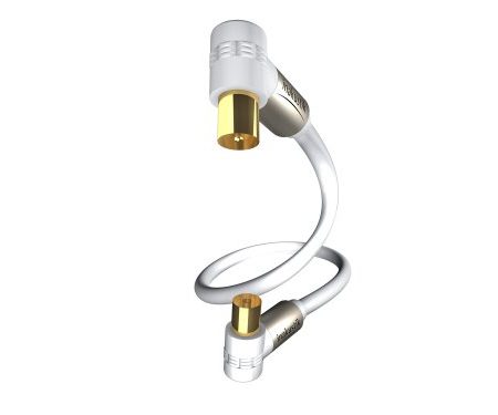 inakustik – 00426303 – Premium Koax-Antennenkabel | Für die Anforderungen bei hochauflösenden Fernsehformaten (HDTV) entwickelt | 3,0m in Weiß | 100 dB - 90°-Steckern für platzsparenden Anschluss