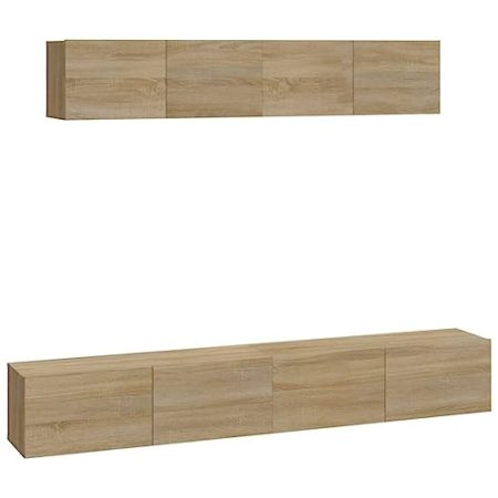 Generisch Kangmusi 4-TLG. TV-Schrank-Set Sonoma-Eiche Holzwerkstoff, 3114536