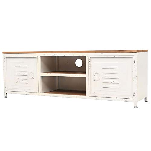 vidaXL TV Schrank mit 2 Regalen 2 Schränken Fernsehtisch Fernsehschrank Lowboard TV Möbel Tisch Board Sideboard HiFi-Schrank 120x30x40cm Weiß