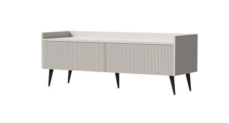 Albello - Wohnzimmer Tv Schrank 121cm Breite Color Beige-Schwarz ADENIS - Sideboard Tv Board Bank Lowboard Wohnzimmer, Fernsehschrank, Fernsehtisch, Fernseher Tisch, Kommode Fernseher