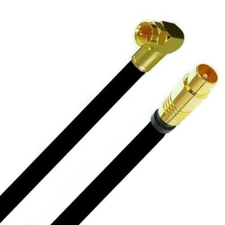 AC-Sat-Corner TV Antennenkabel Koaxkabel RG6 Winkel F-Stecker Gold/Gerade Koax Stecker Gold 135dB HD 4K 8k HQ 7mm Schwarz 34m