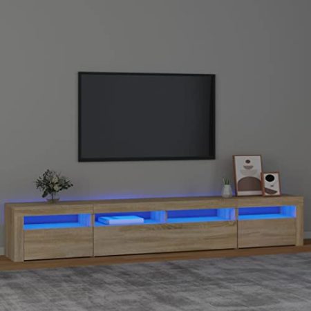 FUDUGEHMIOFWFJJ Wohnzimmer möbel,Wohnzimmer,TV-Schrank mit LED-Leuchten Sonoma-Eiche 240x35x40 cmGeeignet für Wohnzimmer, Schlafzimmer, Eingang