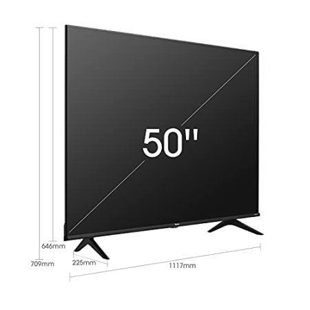 Hisense 50A6GG 126 cm (50 Zoll) Fernseher, 4K UHD, Smart-TV, HDR, Dolby Vision, Dreifachtuner DVB-C/S/S2/T/T2, WLAN, Bluetooth, Alexa, DTS Virtual X, Hotelmodus, Schwarz [2022], Betriebsystem VIDAA U