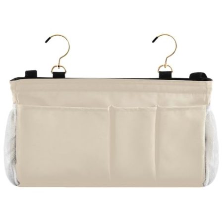 EtherSpher Khaki Nachttisch Caddy Aufbewahrungstasche Schlafsaal Bett für TV-Fernbedienung, Handys, Zeitschriften, Tablets, Zubehör