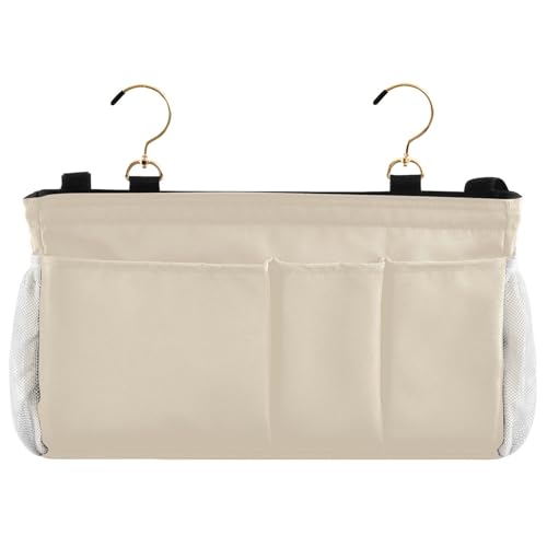 EtherSpher Khaki Nachttisch Caddy Aufbewahrungstasche Schlafsaal Bett für TV-Fernbedienung, Handys, Zeitschriften, Tablets, Zubehör