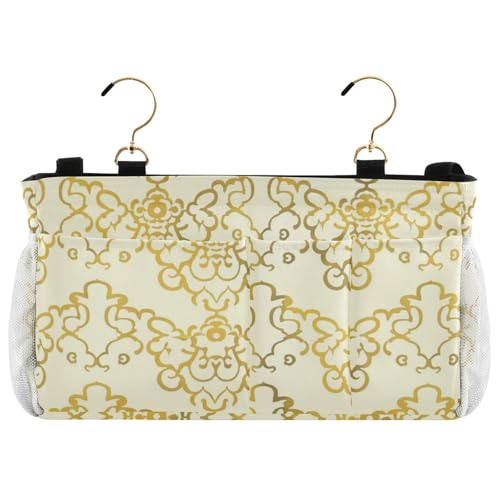 siphylline Nachttisch-Caddies Schaukelstuhl-Aufbewahrungstasche für TV-Fernbedienung, Handys, Zeitschriften, Tablets, Zubehör, goldgelbe Wolke, traditionelles Chinesisch