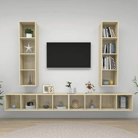 Homgoday TV-Wandschränke 4 STK. TV Schrank Hängend Fernsehschrank TV Lowboard Hängeschrank TV Möbel Fernsehtisch Wandschrank für Schlafzimmer Wohnzimmer Sonoma-Eiche Holzwerkstoff