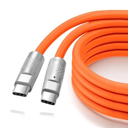 Thzzhnno Liquid Silicone USB 3.2 Gen2 20Gbps Kabel 3M, Weiche Chubby USB C auf USB C 4K@60Hz Video PD 100W Typ C für Thunderbolt 3, iPad/iphone15/pro, MacBook, Galaxy (Orange)