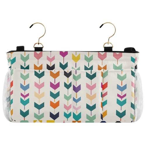 siphylline Nachttisch-Aufbewahrungskorb für Schlafsaal, Bett, Hängetasche für TV-Fernbedienung, Handys, Zeitschriften, Tablets, Zubehör, bunte Pfeilformen