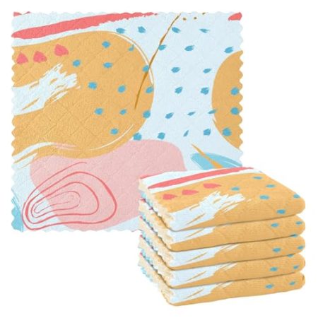 Art Blue Doodle Color Mix Mikrofaser-Reinigungstücher, Küche, Baumwolle, Geschirrtücher, Küche, Frottee, Geschirrtücher, Osterhandtücher, Zubehör, Reinigungsgewebe, 27,9 x 27,9 cm