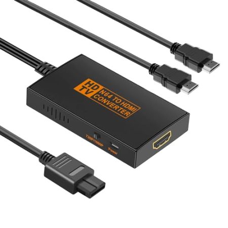 AIFHDAUF N64 auf HDMI Konverter mit HDMI Kabel, N64 auf HDMI Adapter kompatibel mit Nintendo 64 / Game Cube/SNES