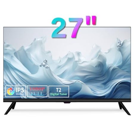 ZOSHING TV 27 Zoll (68,6 cm), kleiner 1080p-Fernseher mit Freeview HD-Dual-Power, DC-12 V und AC In-HDMI/AV-Audio-USB-Media-Player, geeignet für Schlafzimmer und Wohnwagen
