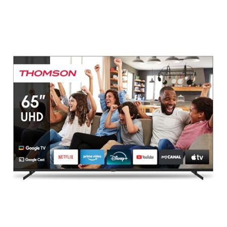 Thomson 65 Zoll (164cm) 4K Ultra HD Smart Google TV, Wi-Fi, Dolby Audio, HDR10, Bluetooth 5.1, Triple-Tuner (Kabel/Satellit/Antenne), HDMI, CI+, A+ Panel - 65UG4S14