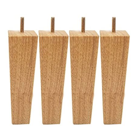 4 Stück Holz Möbelfüße,Aus Eiche für Möbelbeine,M8-Bolzen Sofafüße,Massivholz Tischbeine,Quadratische Schrankbeine,für Sofa,Schrank und Bett,Kaffeetisch TV-Schrank Füße,Holzfarbe (5cm)