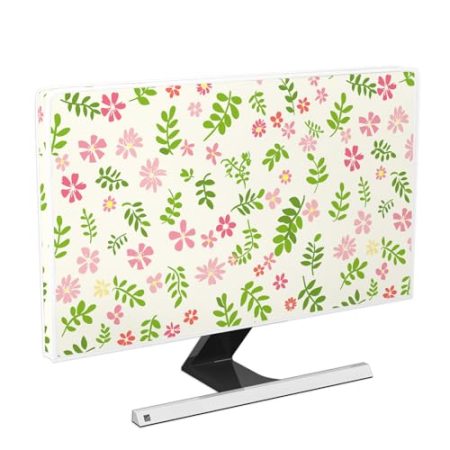 Baocicco Ästhetische Blumen-Monitor-Staubschutzhüllen, 55,9 cm, 61 cm, 61 cm, 63,5 cm, dekorativ, Cottagecore, botanisches Monitor-Zubehör, Laptop, TV, LCD-Bildschirm, Dekoration für Tablet, grüne und