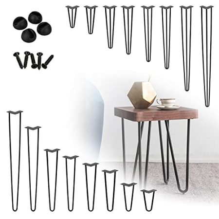 Izrielar 4er Set Tischbein Haarnadel Metall, Hairpin Legs 15cm Möbelfüße Tischfüße, Möbelbeine Austauschbare Tisch & Schrank Beine Haarnadelbeine Tischgestell, mit Bodenschoner und Schrauben