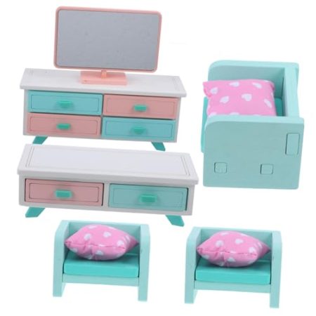 HAWILLOSCH 1satz Miniatur Möbel Set Für Puppenhaus Teiliges Spielzeugmöbel Für Miniatur Wohnzimmer Dekoration Puppenhaus Zubehör Mit Spiegel Tv Und Ornamenten