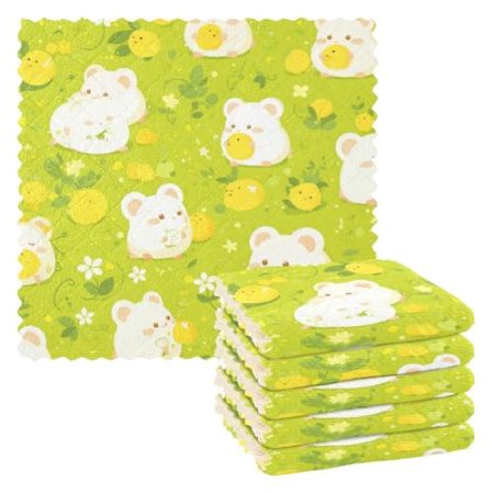 EtherSpher Frottee-Geschirrtücher mit Cartoon-Hamster, fluoreszierend, für Küche, handgefertigt, Topflappen, Handtücher, Geschirrkleidung zum Geschirrwaschen, Dekoration, großes Zubehör, Zubehör für