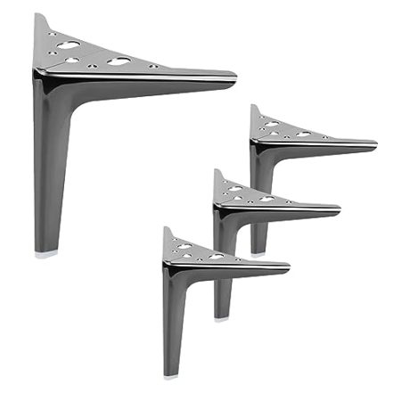 4 Stück Schwarz Möbelfüße,Modernes Metall Dreieck Möbelfüße,Metall Möbelbeine,DIY Ersatz für Schrank Füße für Sofas/Schränke/Kleiderschränke/Nachttische/TV-Schränke (10cm/3.9in)
