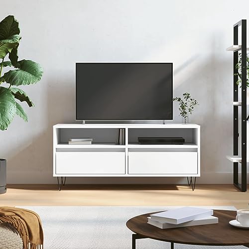 AIJUUKJP Furniture Home Tools TV-Schrank, Weiß, 100 x 34,5 x 44,5 cm, Holzwerkstoff