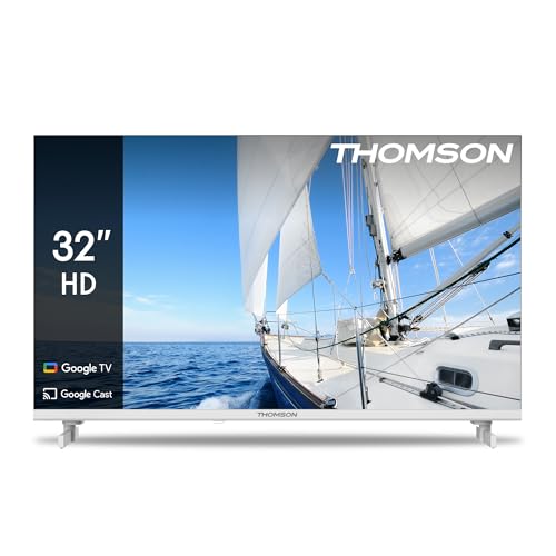 Thomson 32 Zoll (81 cm) Led HD Weiß Google TV, Wi-Fi, Dolby Audio, Bluetooth 5.1, Triple-Tuner (Kabel/Satellit/Antenne), HDMI, CI+, A+ Panel - 32HG2S14W